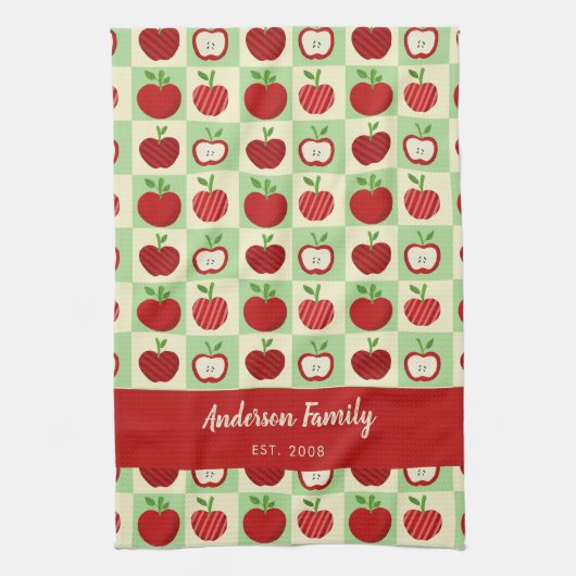 Personalized Apple Farmhouse Fall Family Decor Geschirrtuch (Vertikal)