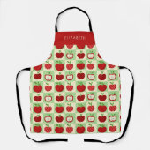 Personalized Apple Pattern Check Cozy Teacher Schürze (Vorderseite)