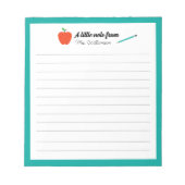 Personalized Apple Pencil Teacher Appreciation Notizblock (Vorderseite)