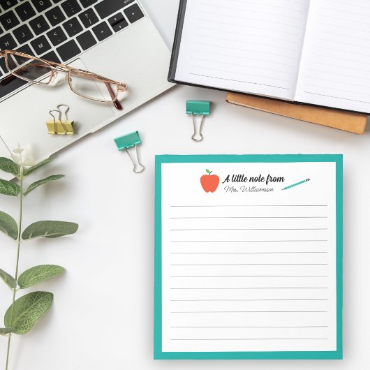 Personalized Apple Pencil Teacher Appreciation Notizblock