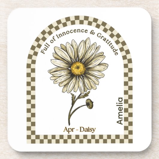 Personalized April Birth Month Flower Coaster Getränkeuntersetzer (Vorderseite)