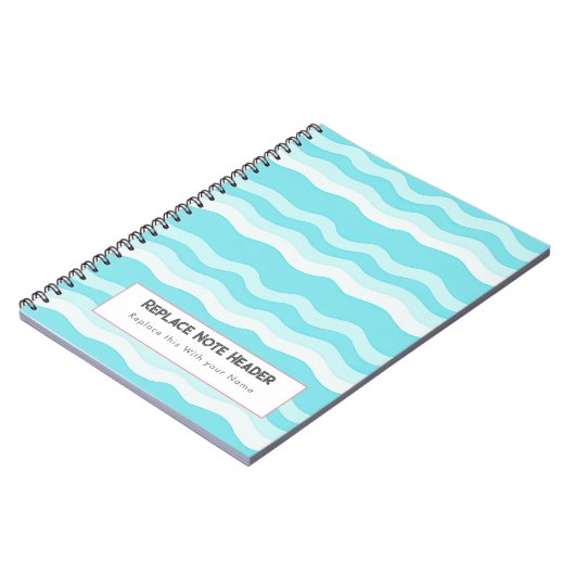 Personalized Aqua and White Wave Patterned Notizblock (Linke Seite)