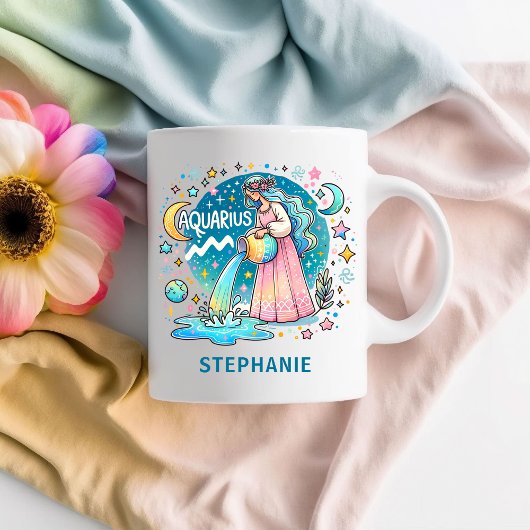 Personalized Aquarius Zodiac Water Bearer Kaffeetasse