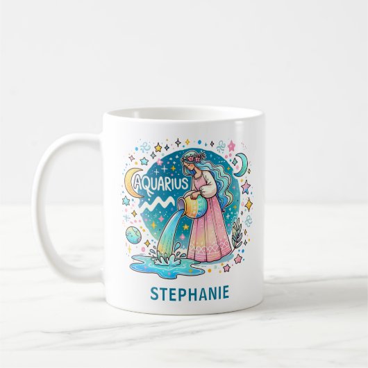 Personalized Aquarius Zodiac Water Bearer  Kaffeetasse (Links)