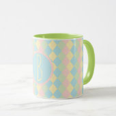 Personalized Argyle spring pastel colored pattern Tasse (VorderseiteRechts)