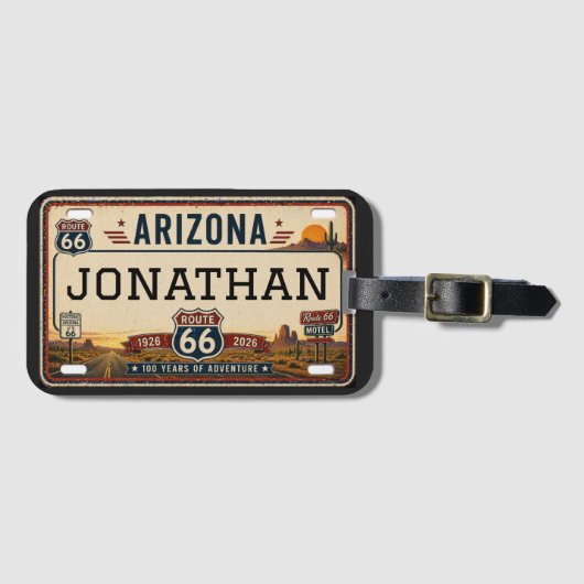 Personalized Arizona Route 66 Design Gepäckanhänger (Vorderseite (Horizontal))