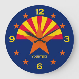 Personalized Arizona State Flag on a Große Wanduhr