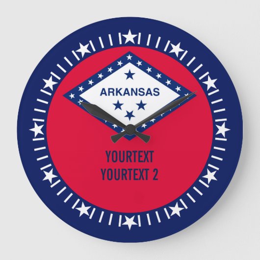 Personalized Arkansas State Flag Design on a Große Wanduhr (Vorderseite)