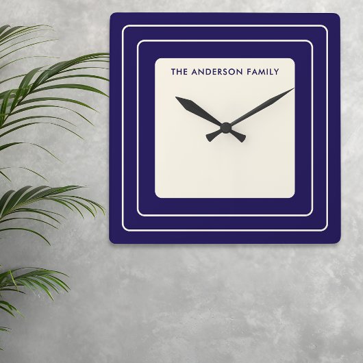 Personalized Art Deco Family Name Quadratische Wanduhr