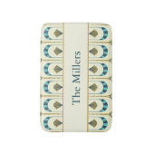 Personalized Art Deco Teal & Gold Geometric Badematte (Vorderseite Vertikal)