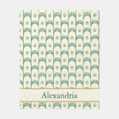Personalized Art Deco Teal & Gold Geometric Fleecedecke (Vorderseite)