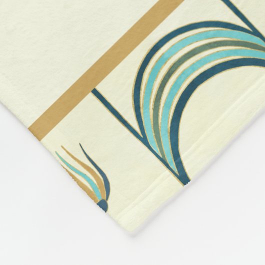 Personalized Art Deco Teal & Gold Geometric Fleecedecke (Ecke)