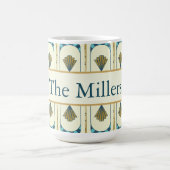 Personalized Art Deco Teal & Gold Geometric Kaffeetasse (Mittel)