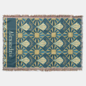 Personalized Art Deco Teal & Gold Geometric Name Decke (Vorderseite)