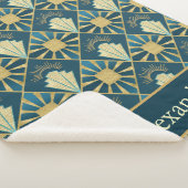 Personalized Art Deco Teal & Gold Geometric Name Sherpadecke (3/4)