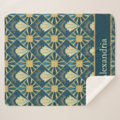 Personalized Art Deco Teal & Gold Geometric Name Sherpadecke (Vorderseite (Horizontal))