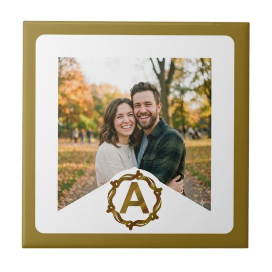 Personalized Artisan Monogram A | Wood Frame Fliese (Vorderseite)