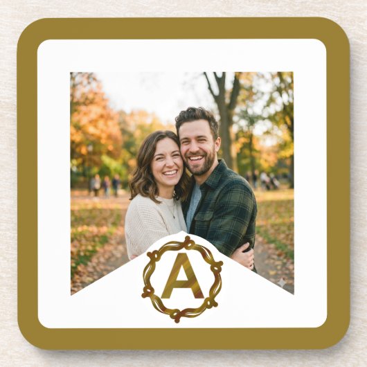 Personalized Artisan Monogram A | Wood Frame Getränkeuntersetzer (Vorderseite)