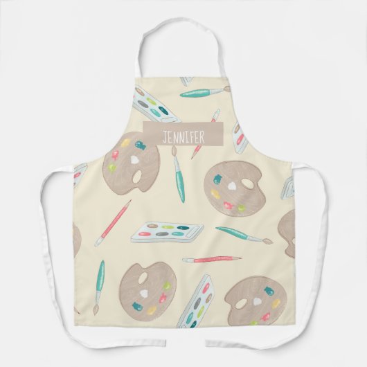 Personalized Artist Apron Smock with Art Supplies Schürze (Vorderseite)