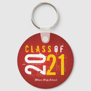Personalized Artistic Red and Yellow Class of 2021 Schlüsselanhänger