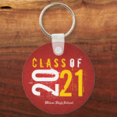 Personalized Artistic Red and Yellow Class of 2021 Schlüsselanhänger (Vorderseite)