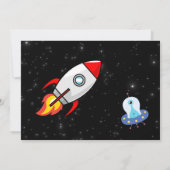 Personalized Astronaut Birthday with Photo Space Einladung (Rückseite)