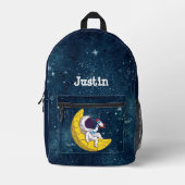 Personalized Astronaut on Moon with Rocket Bedruckter Rucksack (Vorderseite)