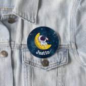 Personalized Astronaut on Moon with Rocket Button (Beispiel)