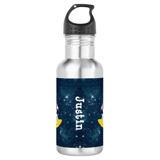 Personalized Astronaut on Moon with Rocket Edelstahlflasche (Vorderseite)