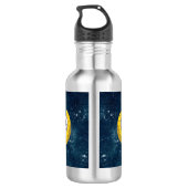 Personalized Astronaut on Moon with Rocket Edelstahlflasche (Rückseite)