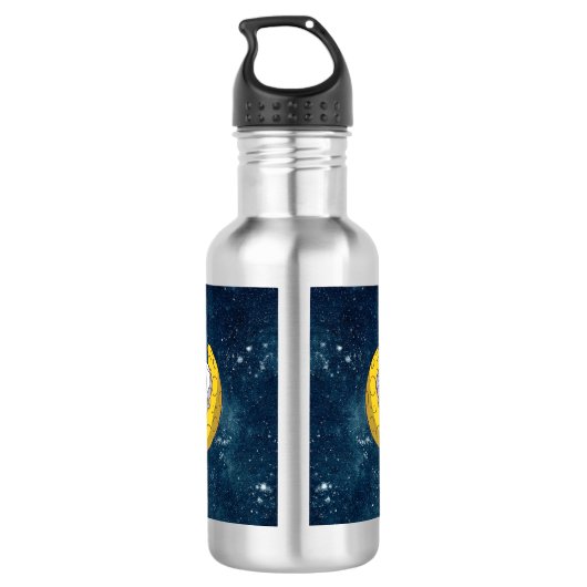 Personalized Astronaut on Moon with Rocket Edelstahlflasche (Rückseite)