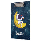 Personalized Astronaut on Moon with Rocket Klemmbrett (Links)