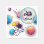 Personalized Astronaut & Planets Party Napkins Serviette (Vorderseite)