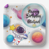Personalized Astronaut & Planets Party Plates Pappteller (Vorderseite)