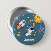 Personalized Astronaut Space School Supplies Button (Vorne & Hinten)