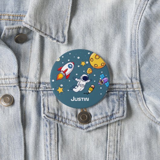 Personalized Astronaut Space School Supplies Button (Beispiel)