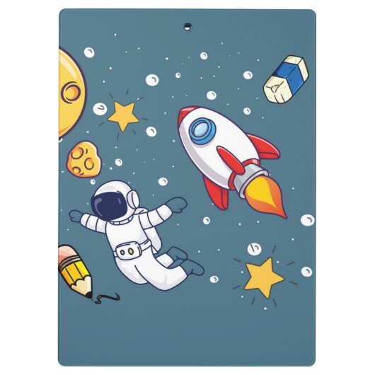 Personalized Astronaut Space School Supplies Klemmbrett (Rückseite)