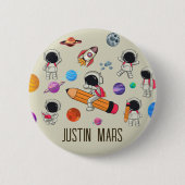 Personalized Astronauts and Planets Back to School Button (Vorderseite)
