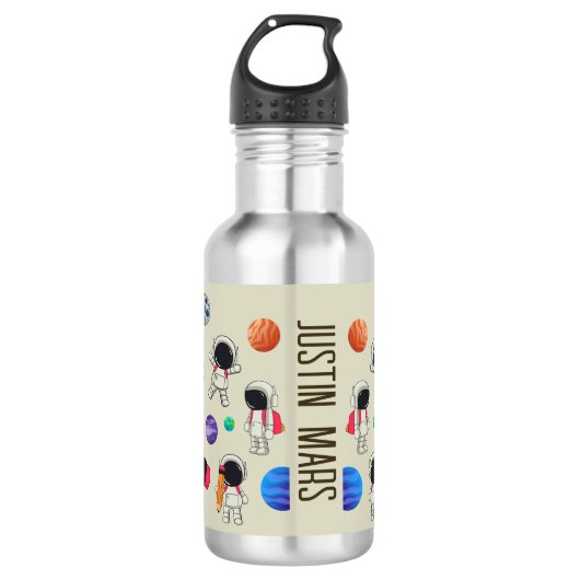 Personalized Astronauts and Planets Back to School Edelstahlflasche (Vorderseite)