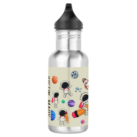Personalized Astronauts and Planets Back to School Edelstahlflasche (Rechts)