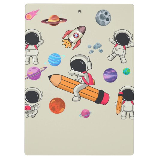 Personalized Astronauts and Planets Back to School Klemmbrett (Rückseite)