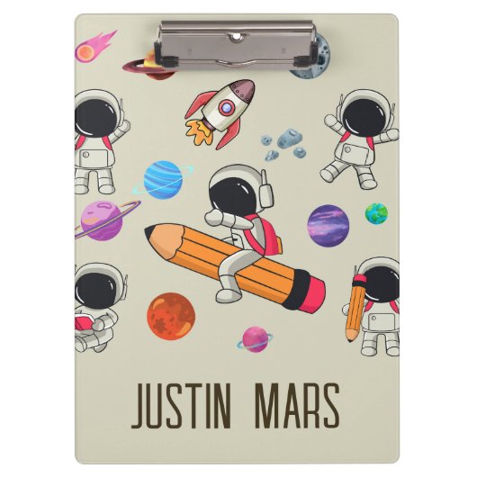 Personalized Astronauts and Planets Back to School Klemmbrett (Vorderseite)