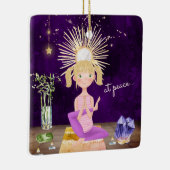 Personalized At Peace Yoga Blond Girl Christmas Keramikornament (Rechts)