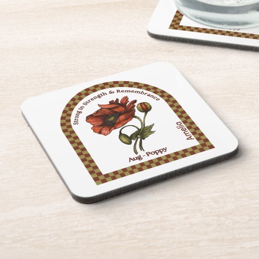 Personalized August Birth Month Flower Coaster Getränkeuntersetzer (Linke Seite)