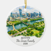Personalized Austin Ornament, Custom Texas Keramik Ornament (Vorne)