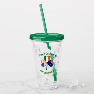Personalized Australia Ireland USA Shamrock Acryltrinkbecher
