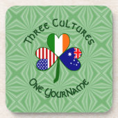 Personalized Australia Ireland USA Shamrock Square Getränkeuntersetzer (Vorderseite)