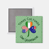 Personalized Australia Ireland USA Shamrock Square Magnet (Vorderseite/Rückseite)