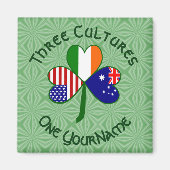 Personalized Australia Ireland USA Shamrock Square Magnet (Vorne)