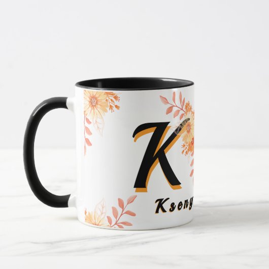 Personalized Autumn Floral Mug - Custom Name & Ini Tasse (Links)